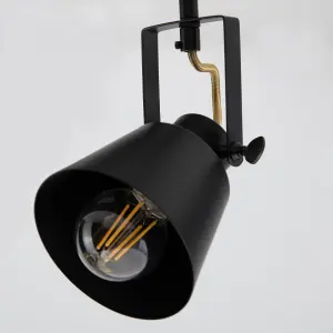 Abigail 4 Bar, E27 Matt Black Spotlight with Gold Fittings