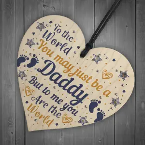 Red Ocean Fathers Day Gift Wood Heart Gift For Daddy Daugther Gifts From Bump Gifts Keepsake Plaque Thank You Gift