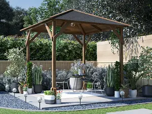 Dunster House Wooden Gazebo Utopia 200 2m x 2m Heavy Duty Garden Shelter Pressure Treated with Roof Shingles