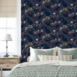 World of Wallpaper Mystical Forest Wallpaper Navy (900106-BUR)