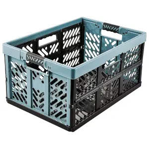 Keeeper Blue Strong Folding Box 45 Litre With Soft Handles And Lid - Set Of 2