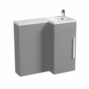 Nes Home Grey Basin Sink Vanity Unit Furniture Cabinet Right Hand 900mm