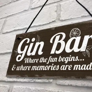 Red Ocean Gin Bar Sign Man Cave Home Bar Plaque Novelty Gift Shabby Chic Hanging Plaque Sign