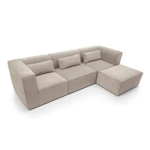 Doris Modular Corner Sofa in Beige Cord Chenille