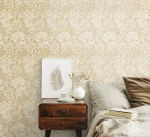 Hoopla Walls Chrysanthemum  Flax Smooth Matt Wallpaper