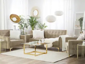 Modular Velvet Living Room Set Sand Beige ABERDEEN