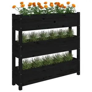 Berkfield Planter Black 112x25x104.5 cm Solid Wood Pine