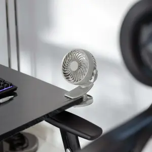 Hardys 3 Speed USB Rechargeable Clip On Cooling Portable Fan Desk Computer Pushchair - Grey