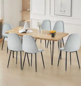 Hallowood Furniture Cullompton Large Dining Table 160cm with 6 Silver Grey Chairs