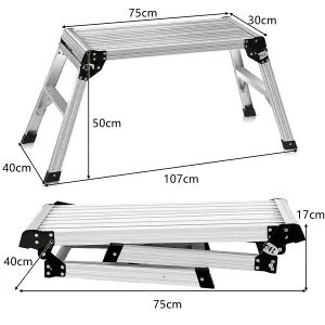 Costway Outdoor Step Stool Aluminum Platform Folding Work Bench Stool Ladder