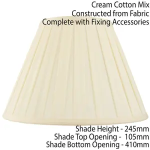 16" Tapered Drum Lamp Shade Cream Box Pleated Fabric Cover Classic & Elegant