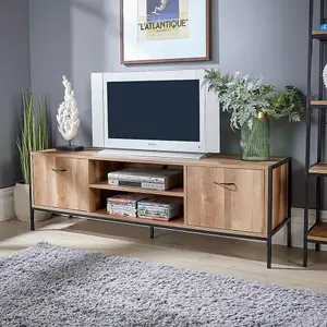 Home Source Oakmere TV Stand Unit Black and Oak Effect