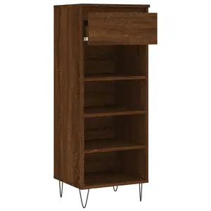 Berkfield Shoe Cabinet Brown Oak 40x36x105 cm Engineered Wood