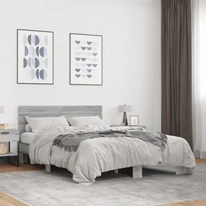 Berkfield Bed Frame without Mattress Grey Sonoma 135x190 cm Double