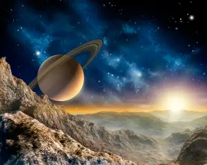 Origin Murals Saturn Planet in Space Galaxy Matt Smooth Paste the Wall Mural 350cm wide x 280cm high