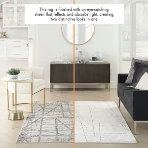 Grey Modern Easy to Clean Abstract Rug for Living Room, Bedroom - 160cm X 221cm