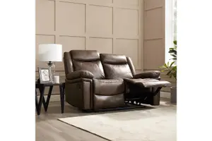 Rowan 2 Seater Recliner Sofa, Dark Brown Faux Leather