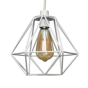 ValueLights Diablo White Ceiling Pendant Shade and B22 Pear LED 4W Warm White 2700K Bulb