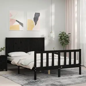 Berkfield Bed Frame with Headboard Black 120x200 cm Solid Wood