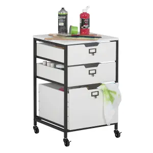 3 Drawer Mobile Storage Organizer In Charcoal / White