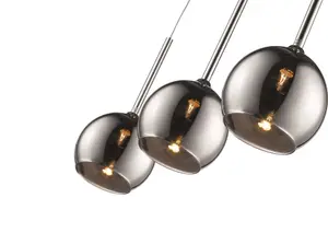 Luminosa Spring 3 Light Ceiling Pendant Bar Chrome with Glass Shades, G9