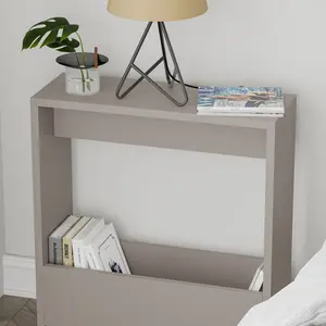 Beeler Modern Slim Compact Side Table Light Mocha