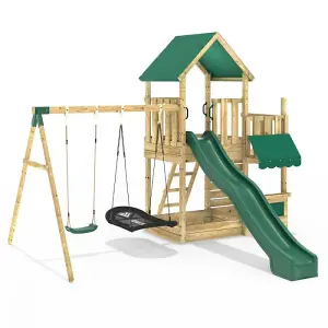 Rebo Modular Wooden Climbing Frame Adventure Playset - M3 plus Shop & Double Swing