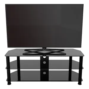 AVF Classic 1.25m Glass Corner TV Stand with Cable Management for TVs up to 60" - Black