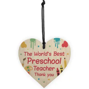 Gift For Preschool Teacher Wood Heart Thank You Gift Preschool Leaving Gift Keepsake