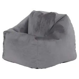 icon Kids Aurora Velvet Bean Bag Chair Charcoal Grey Childrens Bean Bags