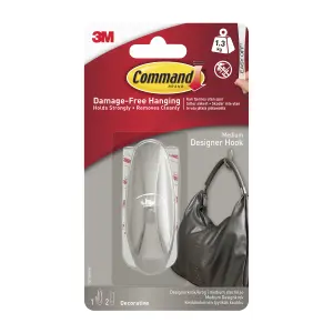 3M Command Designer Brushed Medium Coat & hat Hook (Holds)1.3kg