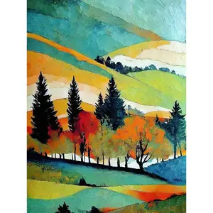 Colourful Autumn Landscape Scotland Hillside Forest - Print Brown Framed Paper / 40.5cm H x 30.5cm W x 0.2cm D