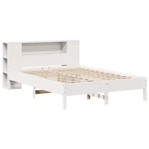 Berkfield Bookcase Bed without Mattress White 135x190 cm Double Solid Wood Pine