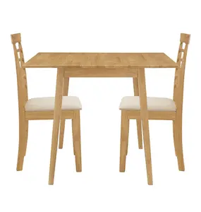 Hallowood Furniture Ledbury Drop Leaf Rectangular Table with 2 Chairs in Light Oak Finish