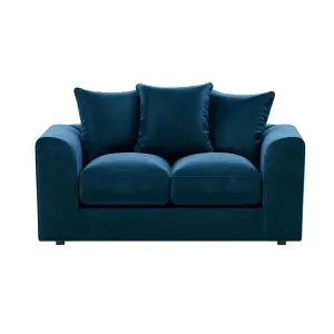 Brooklyn  Plush Velvet Fibre Fabric 2 Seater sofa   Blue