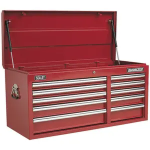 Lockable 10 Drawer Red Tool Chest - 1025mm x 435mm x 495mm Storage Solution