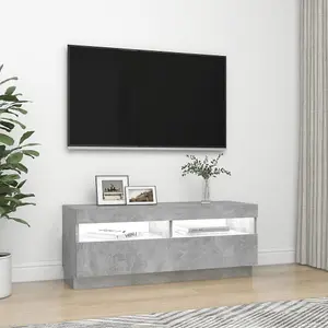 Berkfield TV Cabinet with LED Lights Concrete Grey 100x35x40 cm