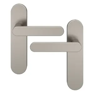 GoodHome Minzh Brushed Nickel effect Round Latch Door handle (L)120mm (D)53mm, Pair of 2