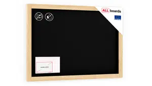 ALLboards Black chalkboard 90x60 cm natural wooden frame