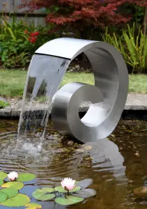 Primrose Ammonite Cascading Stainless Steel Water Feature (No Reservoir) 66cm