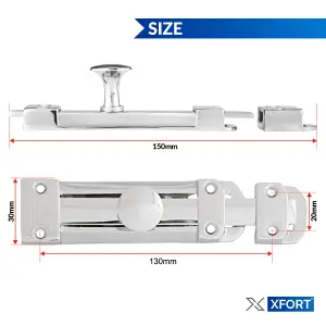 XFORT 2 Pack Polished Chrome Heavy Door Bolt