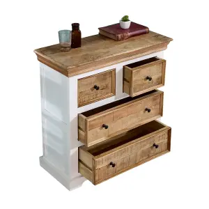 Breo Solid Mango Wood White Chest Of 4 Drawers