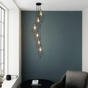 Luminosa Jaxon Plate Pendant Ceiling Lamp, Matt Black, Gold Effect Plate