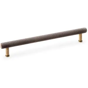 Knurled T Bar Pull Handle - Antique Brass - 224mm Centres Premium Drawer Door