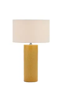 Inlight Dactyl Embossed ceramic Cylinder Ochre Table light