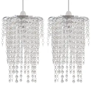 First Choice Lighting Set of 2 Cleared Jewelled Waterfall Light Shades