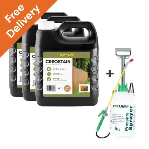 12L Creostain Fence Stain & Sprayer (Light Brown) - Creosote / Creocote Substitute - Oil Based Wood Treatment (Free Delivery)