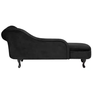 Right Hand Chaise Lounge Velvet Black NIMES