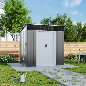 Charcoal Black Galvanized Steel Acrylic Storage Shed Outdoor Shed Slope Roof Double Door