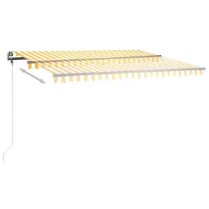 Berkfield Manual Retractable Awning with LED 400x350 cm Yellow and White